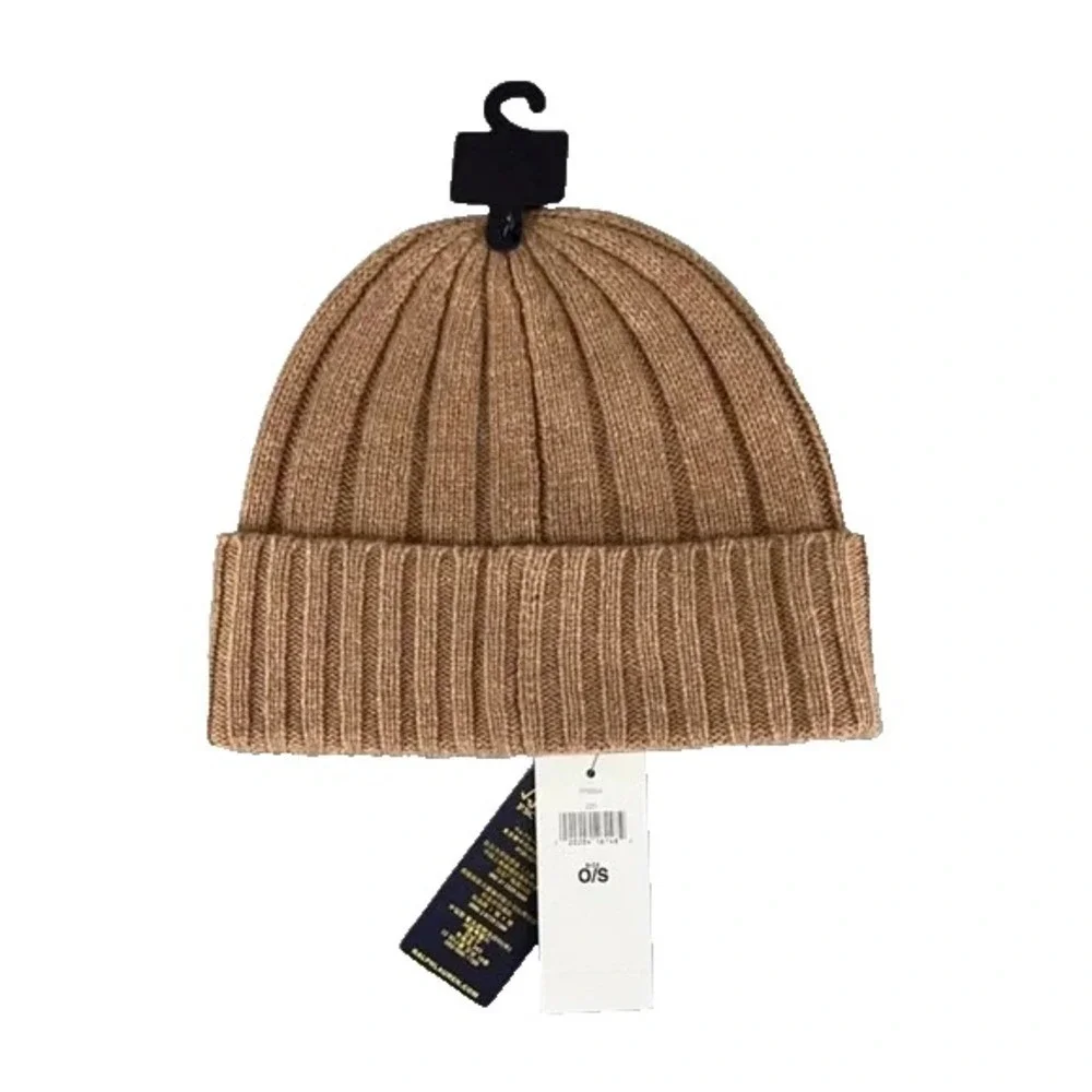 NWT‎ MENS POLO RALPH LAUREN WOOL BLEND BEANIE / CAP~TAN~OS